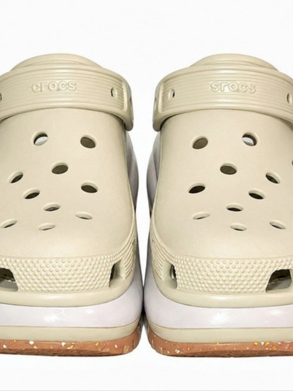 Crocs Classic Crush Clog Platform Clogs in Cream & Pink